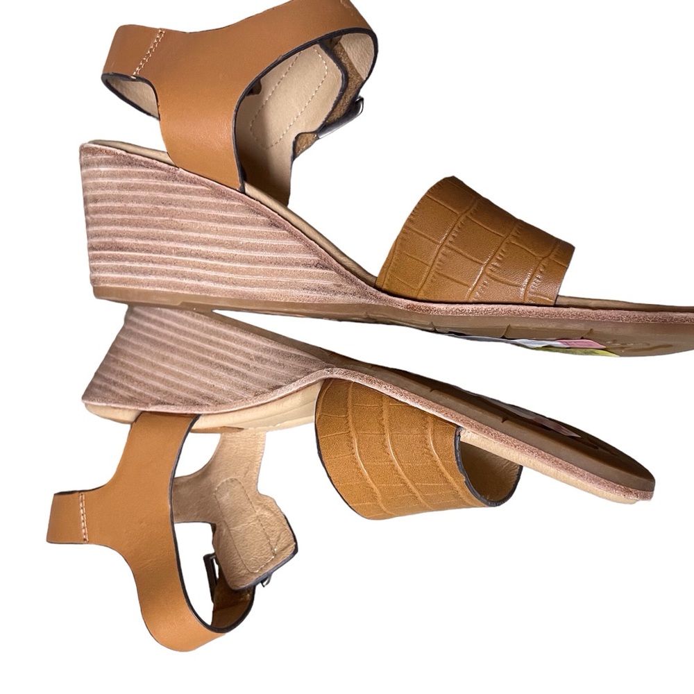 Söfft Women's Garin Luggage Croc Embossed Leather Wedges 8.5 - Picture 7 of 12